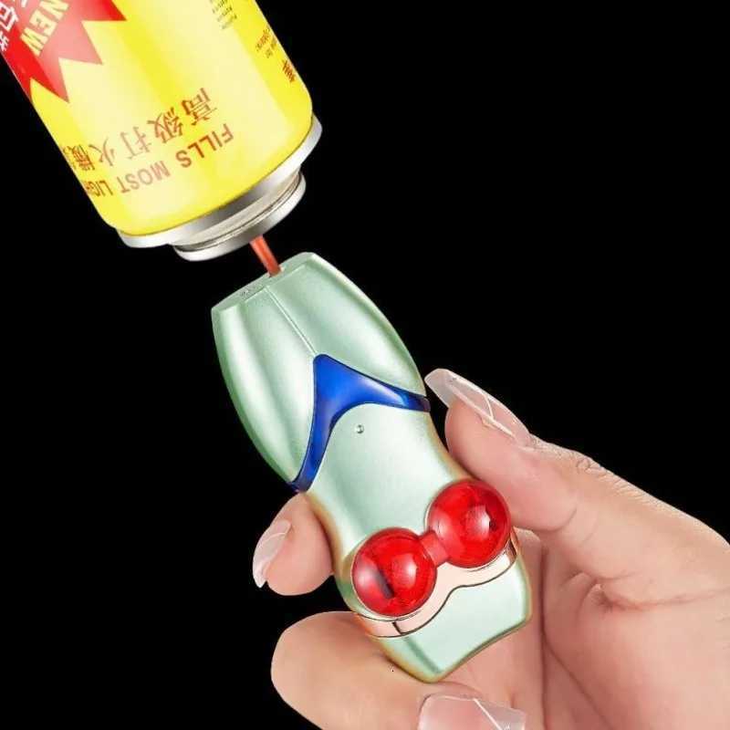 Fashionable Glowing Bikini Beauty Lighter Windproof Straight Blue Flame Inflatable Lighter Smoking Gadgets For Men Gifts Z250806