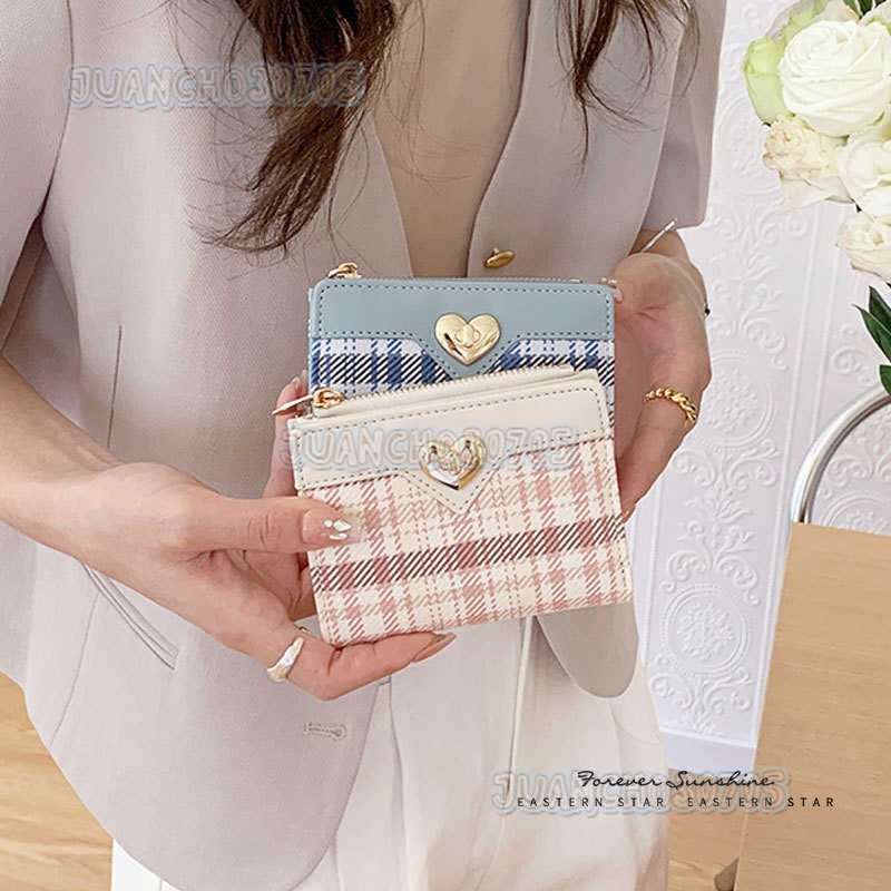 Simple Heart Large Capacity Womens Short Foldable New Zipper Coin Purse Multi-card Slots H250806
