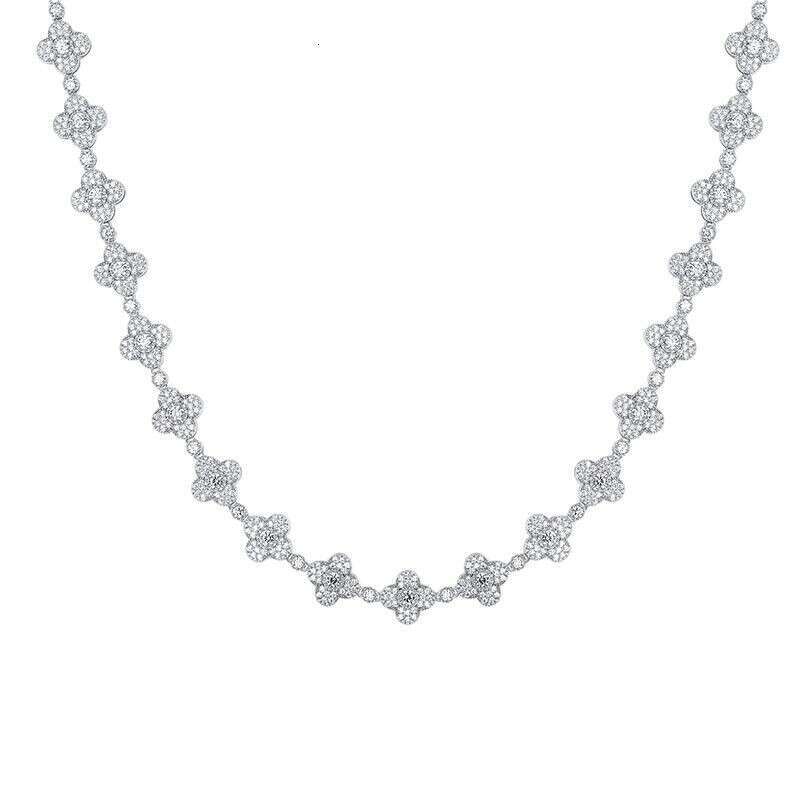 Iced Out VVS 15mm Inlaid Hip Hop Cuban Four-Leaf Clover Necklace Hollow Design Fashion Item Factory