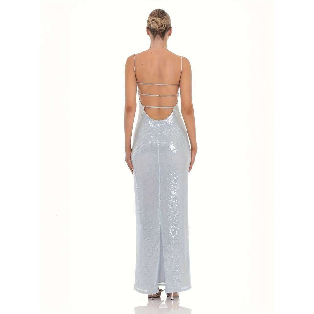 Celebrity Royal Style High-End Tight Beaded Party Evening Bodycon Strap French Beautiful Unique Long Dress 2025 Summer