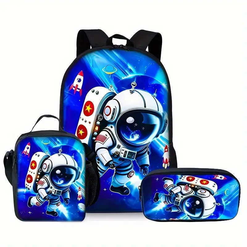 Printed Backpack Primary and Secondary School Students Schoolbag Large Capacity Backpack Shoulder Bag Pencil Case Three-piece Set 250815