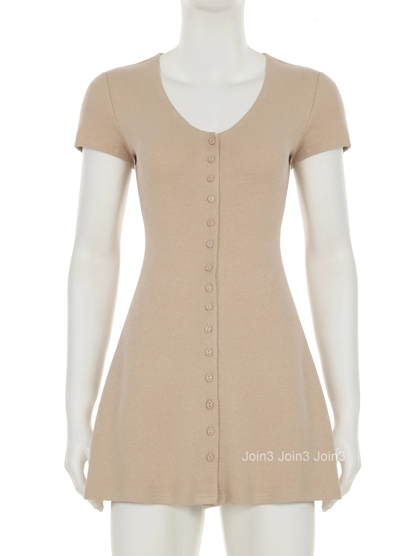 IAMSURE Basic Solid A-Line Dress Elegant Fashion Slim O-Neck Short Sleeve Mini Dresses For Women Summer Streetwear Lady