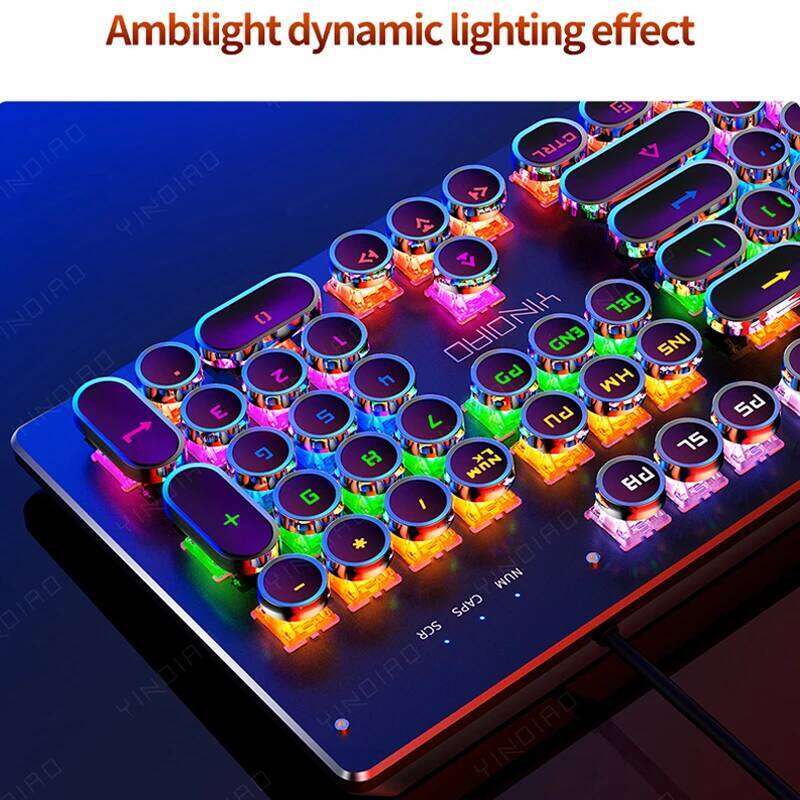 Designer retro punk mechanical keyboard blue black brown switch keys USB wired game RGB backlight for PC laptop gamers