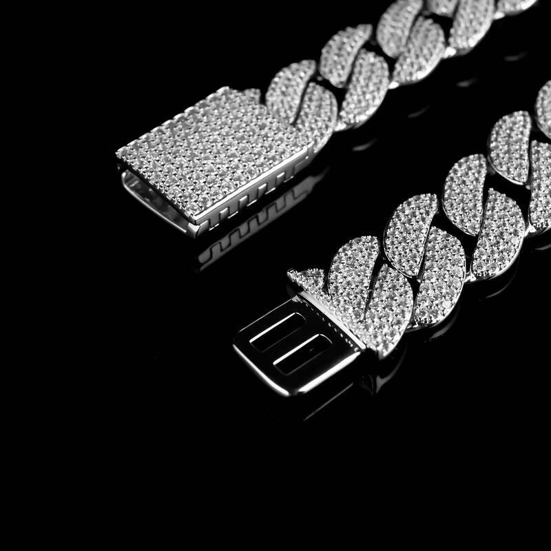 8MM Moissanite Zircon Customizable 14k/18k Gold-Plated Cuban Link Chain Necklace Hip Hop Style with Moissanite Zircon Stone for Gift