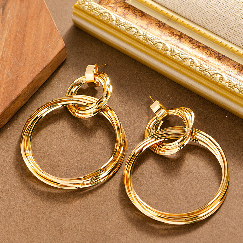 Fashion Exaggerated Style Geometric Circle Earrings for Women Simple Stylish High-end Sier Needle Ear Jewelry