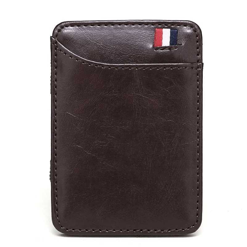 Ultra Thin Mens PU Leather Mini Small Magic Wallet Money Cash Card Holder Purse Birthday Gift for Father Boyfriend XJ250806