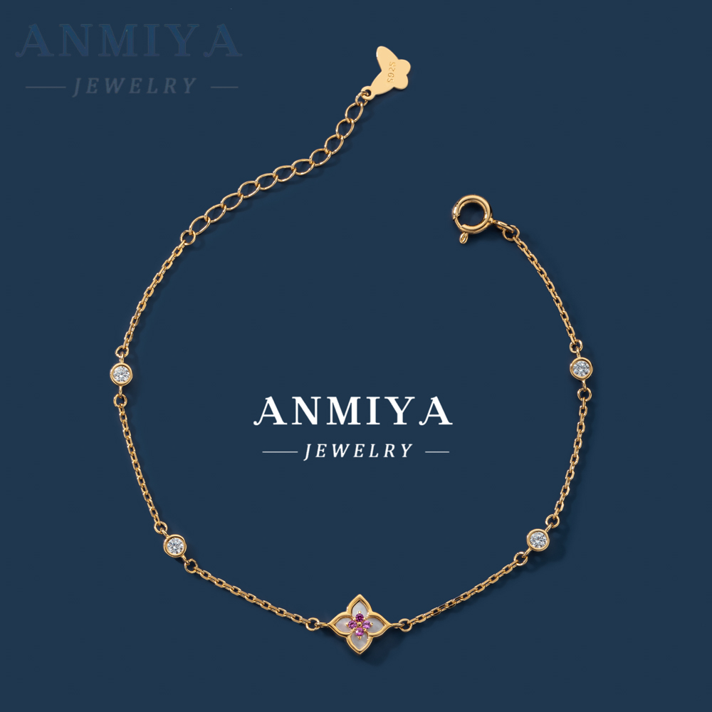 Simple Four Leaf Clover Pendant Four-petal Flower Bracelet 925 Silver Fashion Accessories Bracelet Women