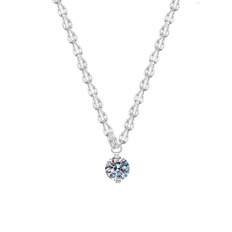 Phoenix Tail Pendant S Sterling Sier Necklace Simple Korean Style Four-Prong Single Dia 2 ct Moissanite