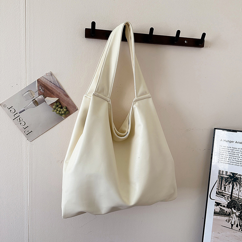 Soft Pu Leather Shoulder Bags Big Women Shopping Tote Bag Fashion Simple Large Capacity Handbags Korean Underarm Bags 240918