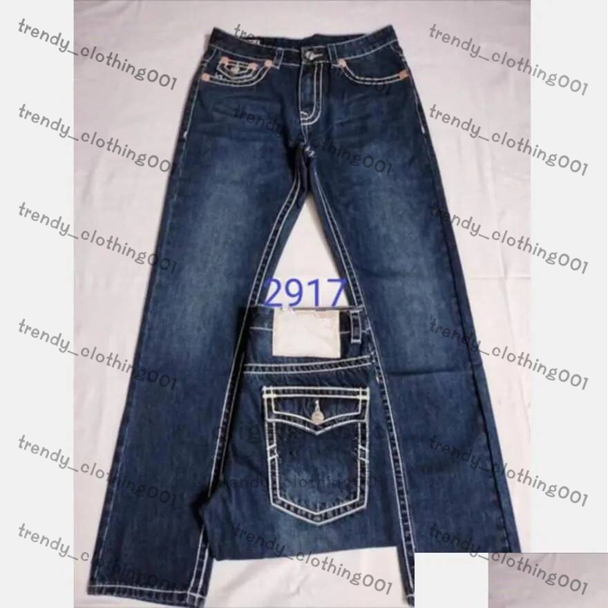 Mens True Robin Jeans Rock Revival Crystal Studs Denim Fashion Pants Designer Trousers Tr Size 3040 M2919 Drop Delivery Apparel Cloth f32