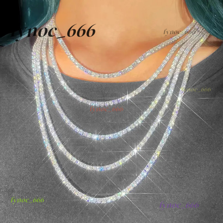 925 Silver Moissanite Tennis Chain Fashion Jewelry with Iced Out 3mm 4mm 5mm New Style Silver Necklace