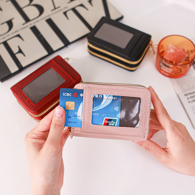 Hot Selling Women's Wallet Multi-Card Slot Double Layer Zipper Transparent Window Accordion Fashion Large Capacity Card Holder for Women