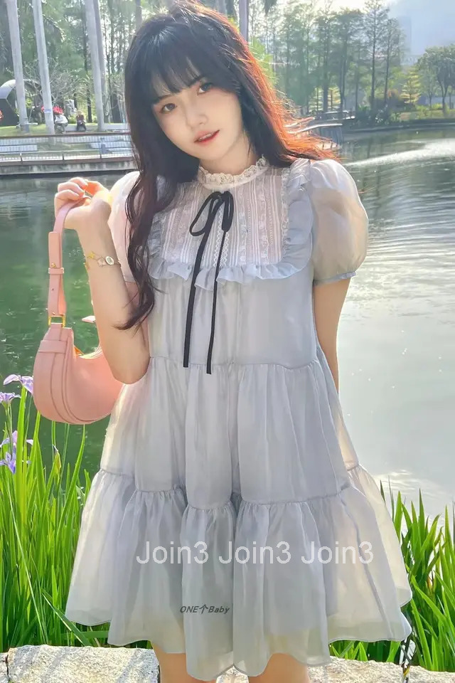 Mesh Dress Womens Spring Summer New Japanese Splice Cuteore Dresses Fashion Elegant Sweet Chiffon Dress Womens