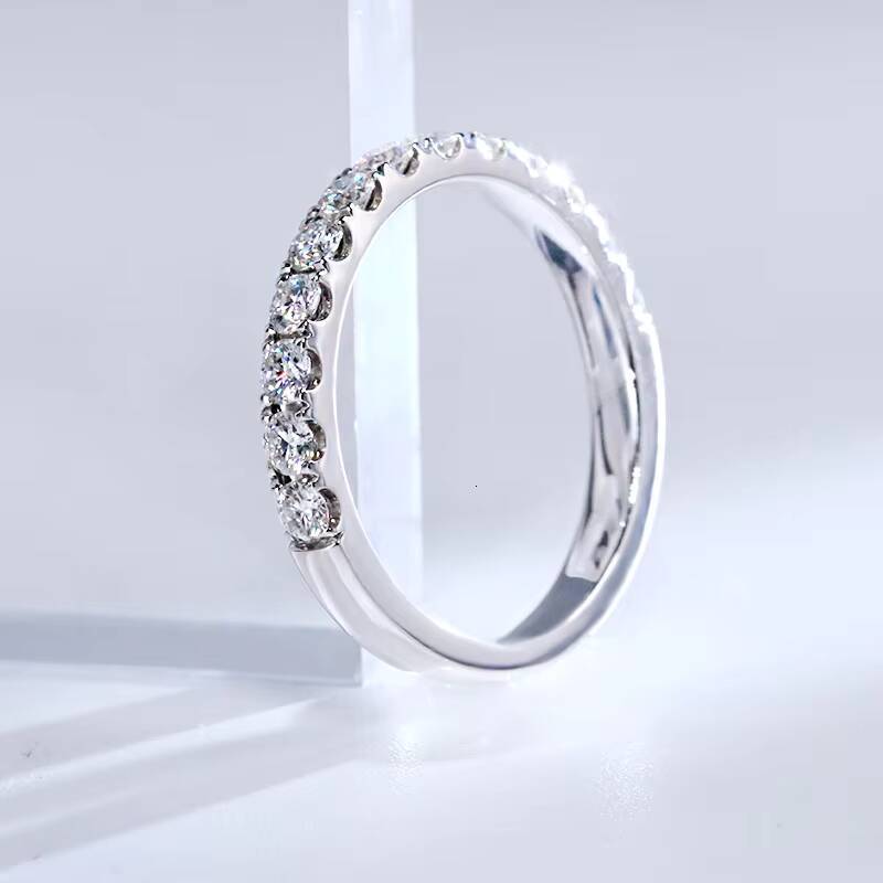 2.8mm Round Brilliant Cut Lab Grown Diamond Ring 14K Solid White Gold Jewelry Ring D VVS Lab Created Diamond Half Eternity Ring