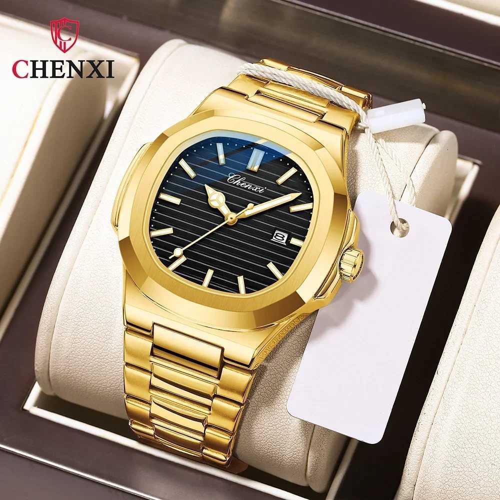 8222 Luxury Gold Stainless Steel Luminous Casual Business Watch for Men Fashion Quartz Waterproof Wristwatch W250806