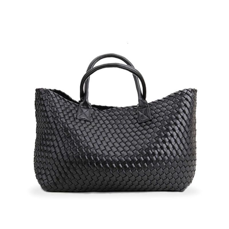 PU Soft Leather Texture Woven Bag Class Commute Bag 2025 Capacity Travel Bag Casual Handheld Shoulder Bag Internet Celebrity A12 250806