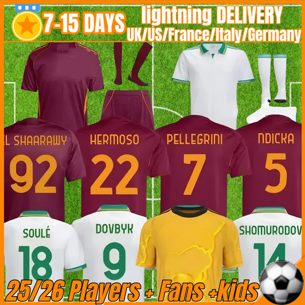 25 26 DYBALA Soccer jerseys Retro AS DOVBYK ROME PARADES NELSSON 24 25 26 Rome Vintage football shirts Men UniformsCafu ALDAIR MONTELLA Match Fan kids kit