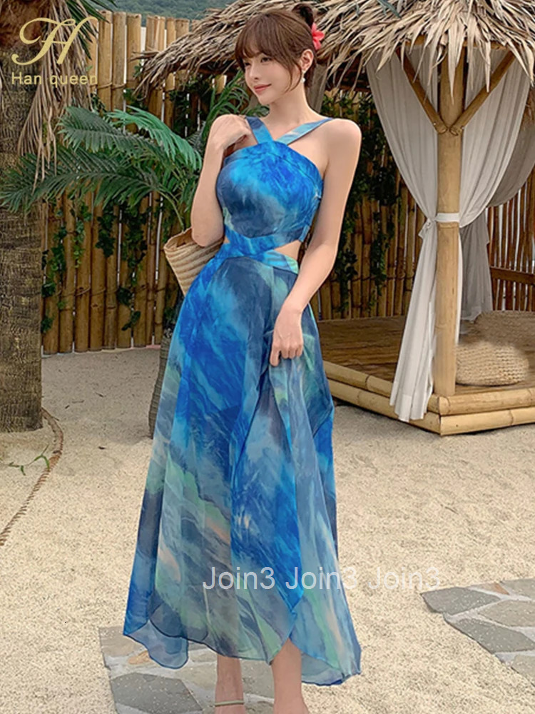 Summer Dresses Elegant And Pretty Prints Vintage Long Dress Women Chiffon Sexy Bohemia Vestidos Female Clothing