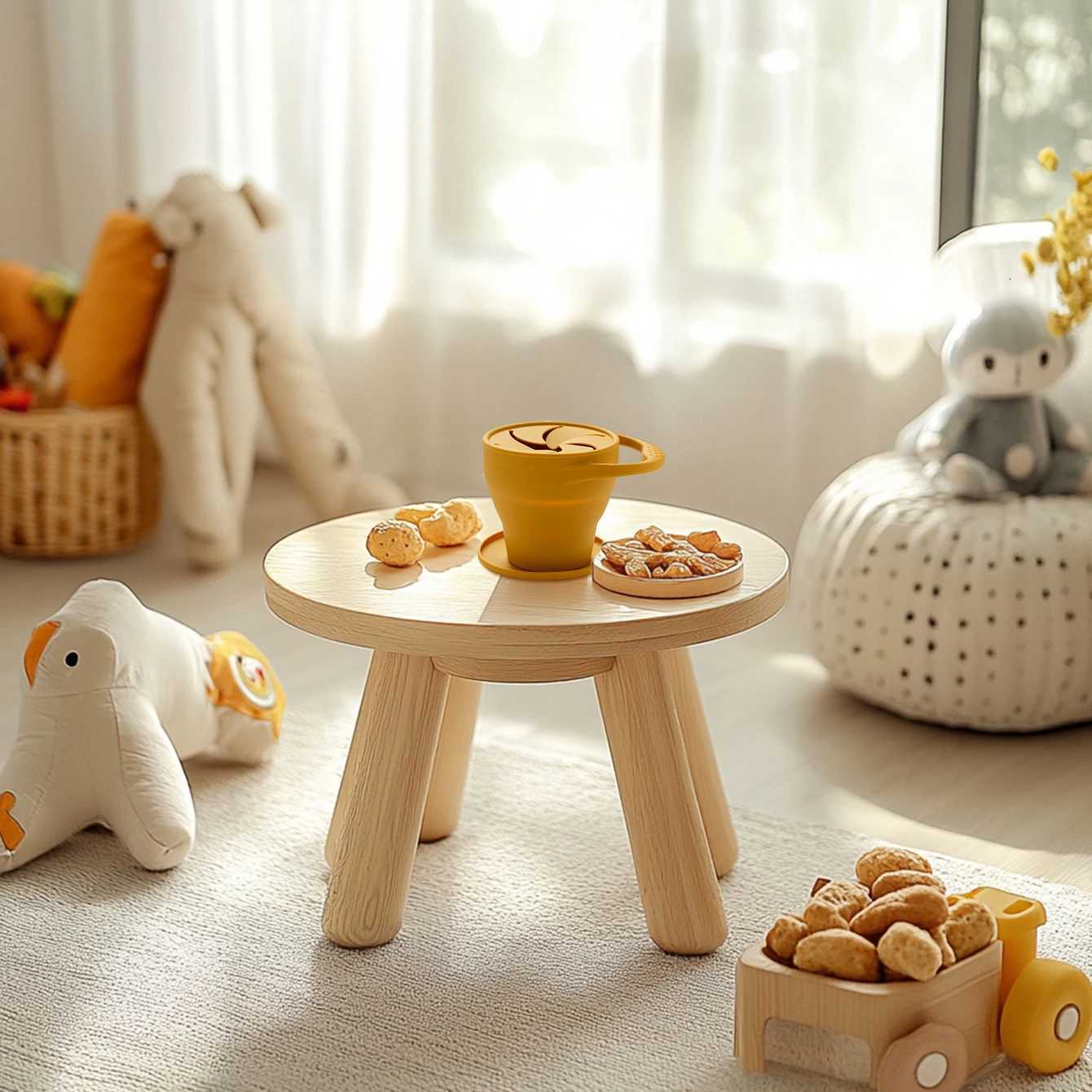 1Pcs Solid Colors Baby Snack Cup Collapsible Portable Food Storage Box Silicone Feeding Snacks Container With Lid Baby Supplies X250806