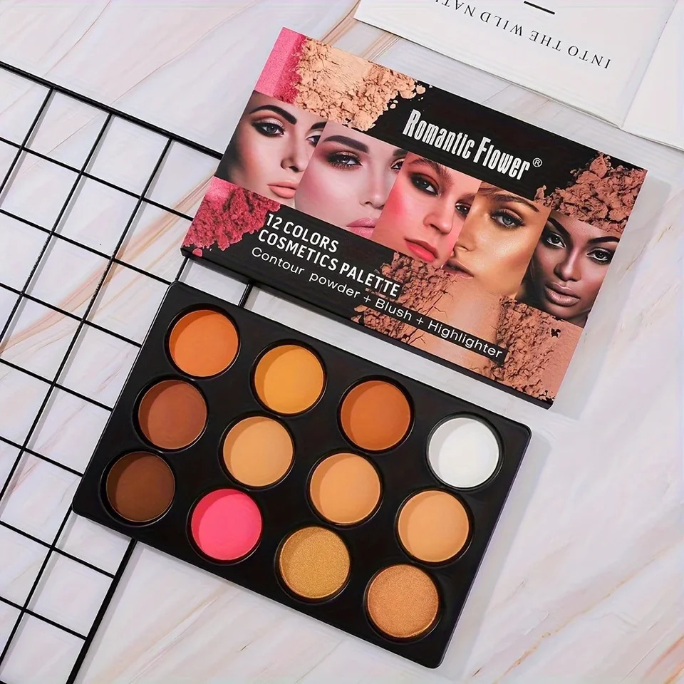 12 Colors Cosmetics Palette Contour Powder Blush Highlighter Set Waterproof Long-Lasting Makeup Kit for Professional Home Use 250730