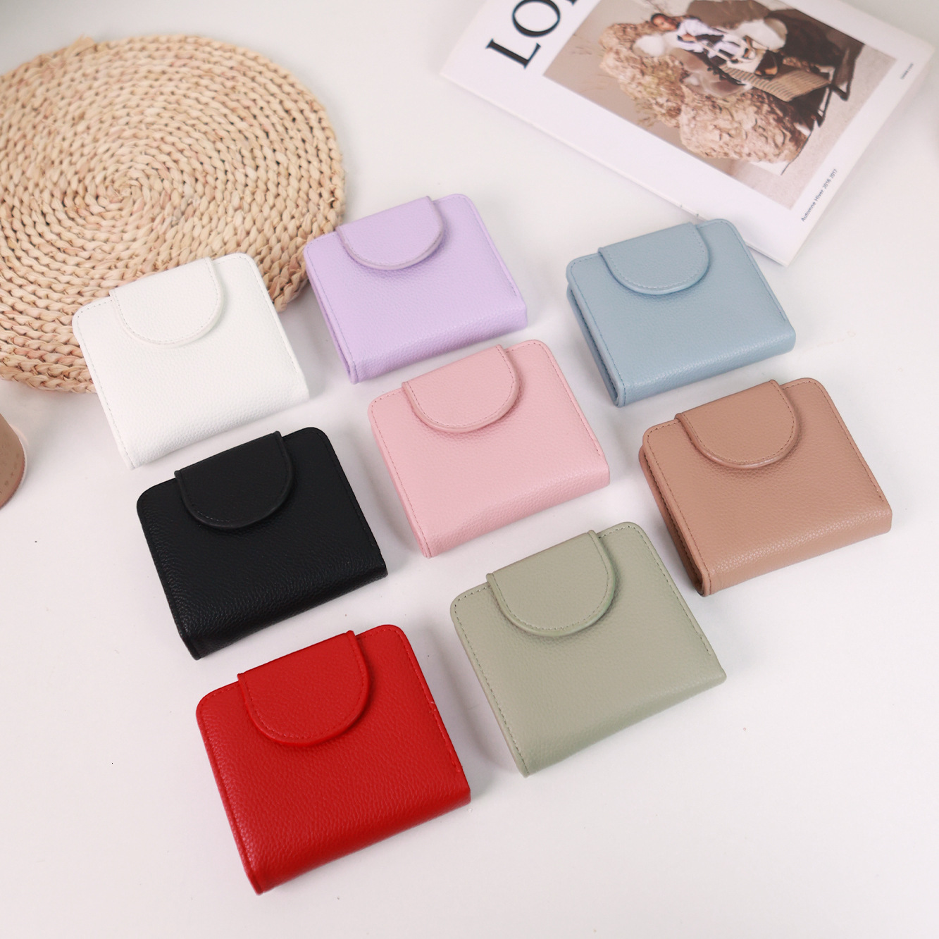 Short for Women Simple Ins Dopamine Color Korean Style Holder Multiple Card Slots Large Capacity Wallet