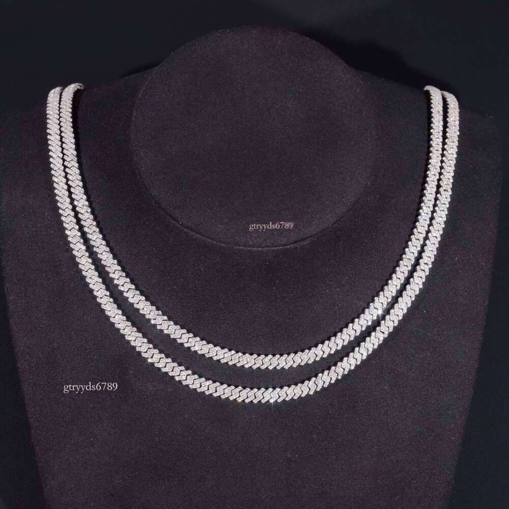 New Style Sterling Sier 5MM VVS Moissanite Dia Cuban Gra Certified Hip Hop Jewelry Iced Out Link Chain Men