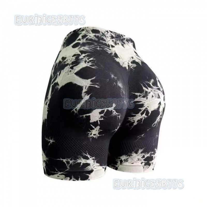 2024 New Tie-dye Peach Hip Yoga Shorts Seamless Yoga Pants Running Fitness Pants Sports Shorts for Women H250806