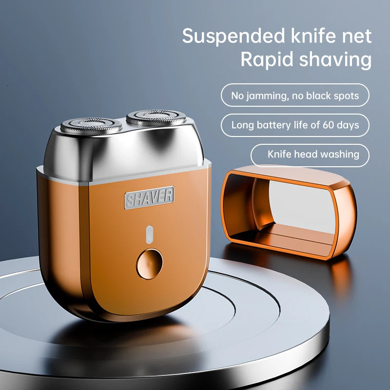 Mens Magnetic Electric Shaver With Double Floating Head Portable Travel Cordless Razor 2 Speed Adjustable Mini Beard Trimmer 250805