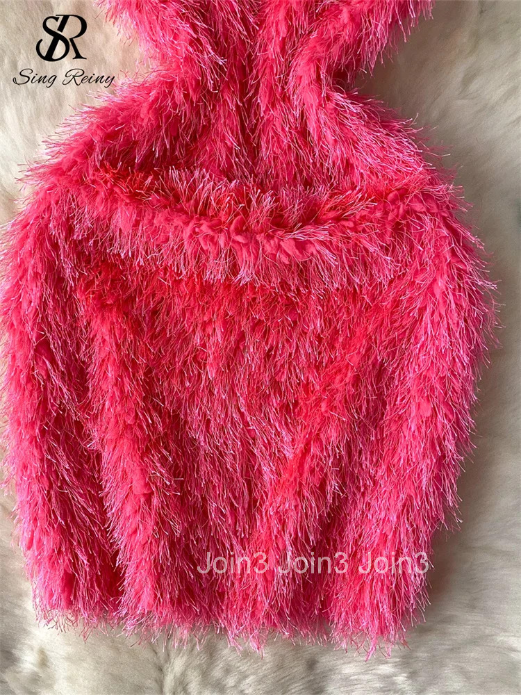 American Sexy Wool Slim Dress Women Spaghetti Strap Square Neck Ins Bodycon Basic High Quality Club Fashion Dress