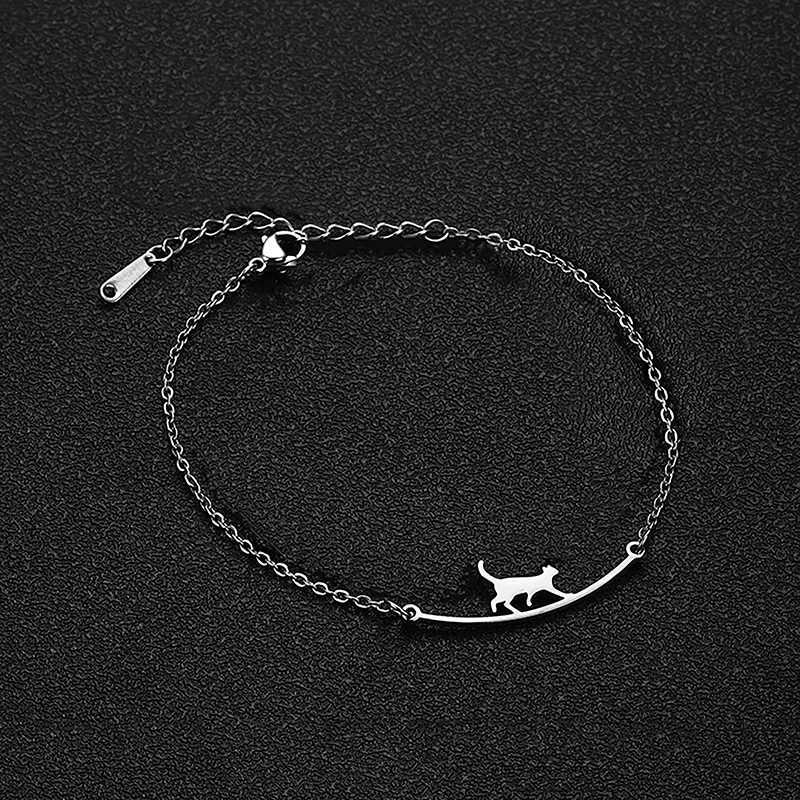 Trendy Stainless Steel Cute Cat Anklet Animal Pendant Chain Anklet For Women Girls Fashion Jewelry Birthday Gifts Y250805