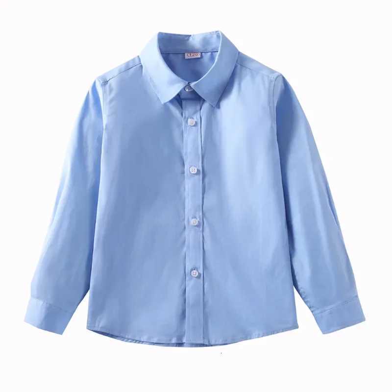 2024 Summer Spring New Boys School Shirt Sky Blue Long Short Sleeve Blouse 100% Cotton Casual Outdoor Teenagers 4 to 12 Years X250806