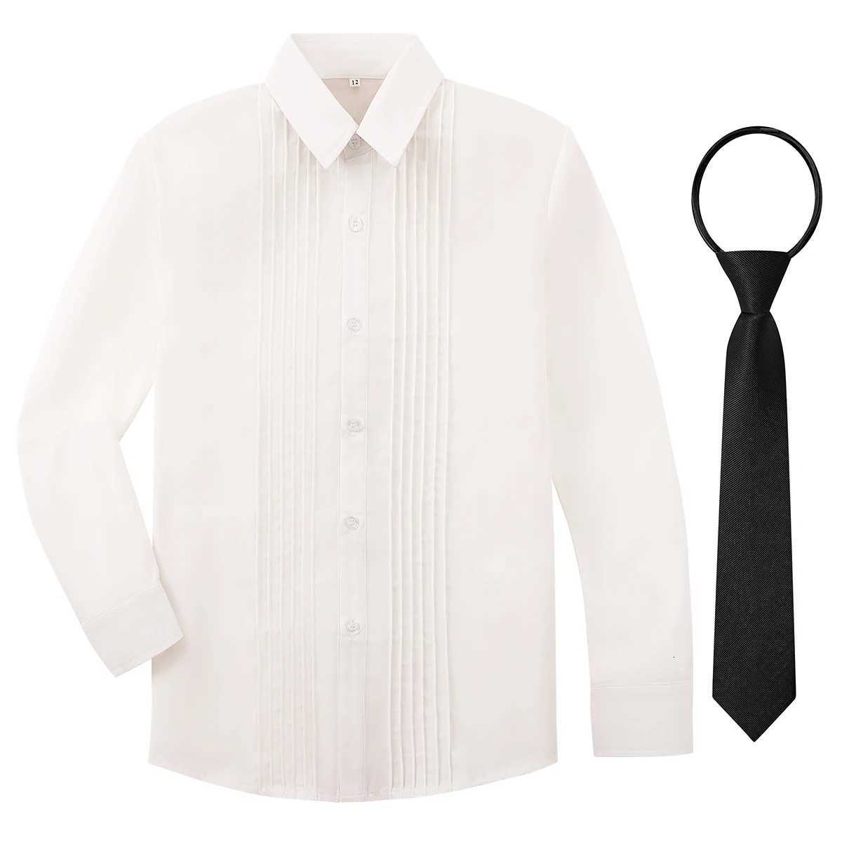 4PCS Boys Shirt Kids Oxford White Shirts Wedding Birthday School Uniform Piano Ceremony Formal Performance Photography Party Gift X250806