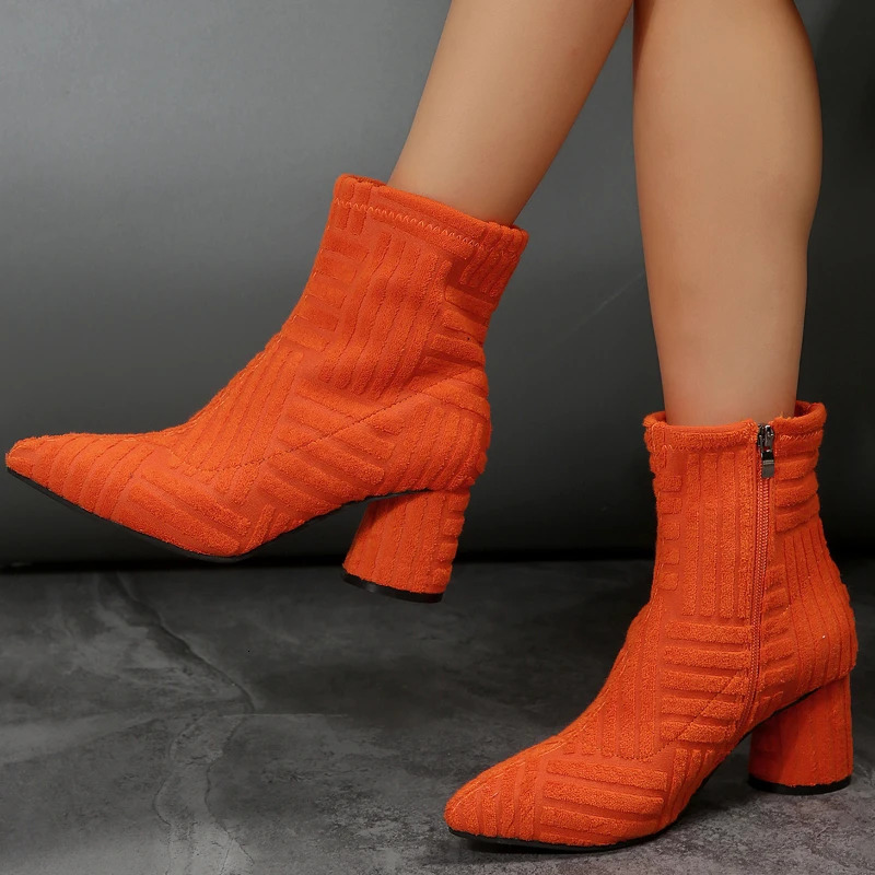 Heels Ankle Boots Women Sexy Green High Autumn Suede Platform Short Boots Woman Pointed Toe Thick Heeled Pumps 250805