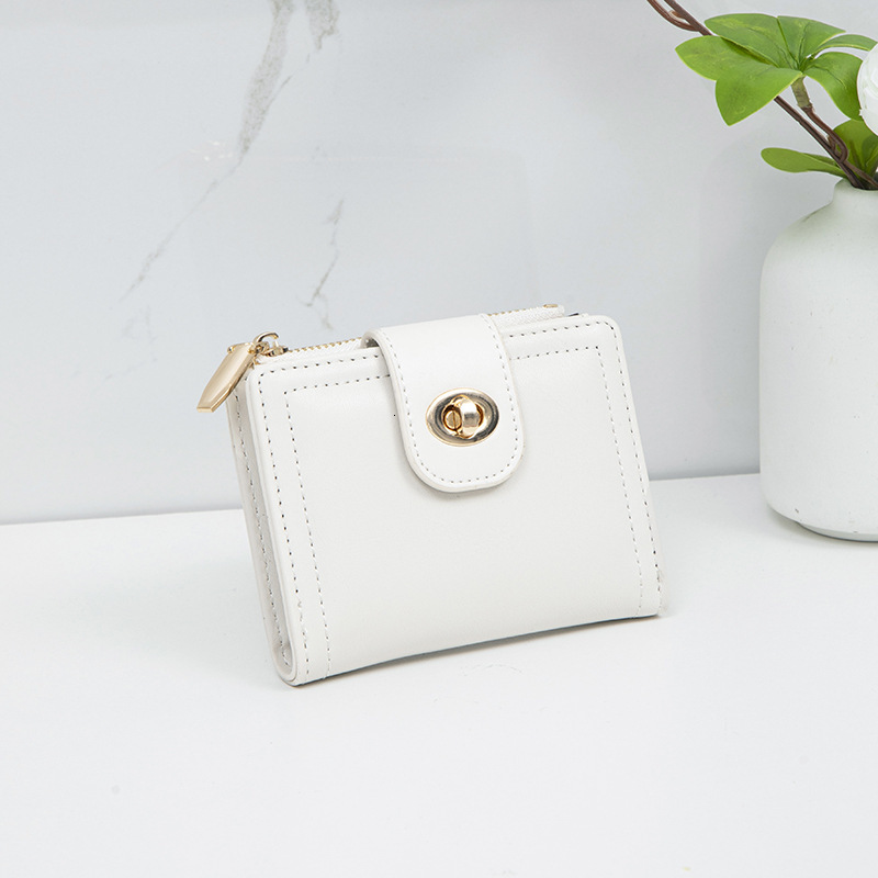 Korean and Japanese Style Small Women, Short New Pure Color Simple Thin High-end Student Ins Multi-functional Fashion Wallet for Women