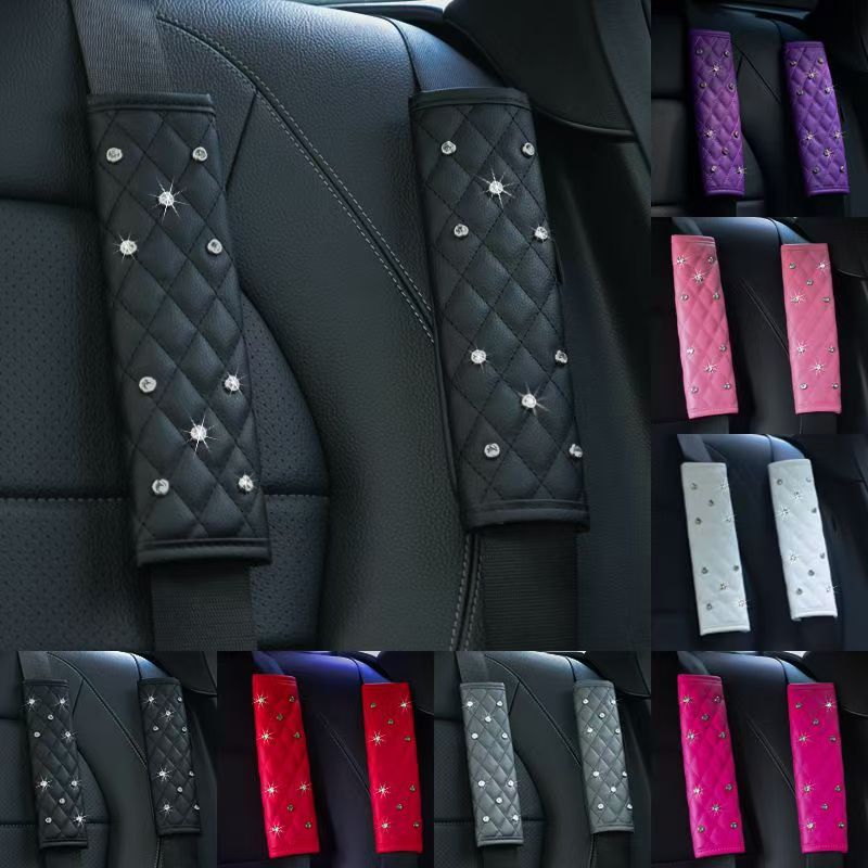 Car interior diamond-encrusted crown shoulder guard cover for seat belts, car interior accessories.