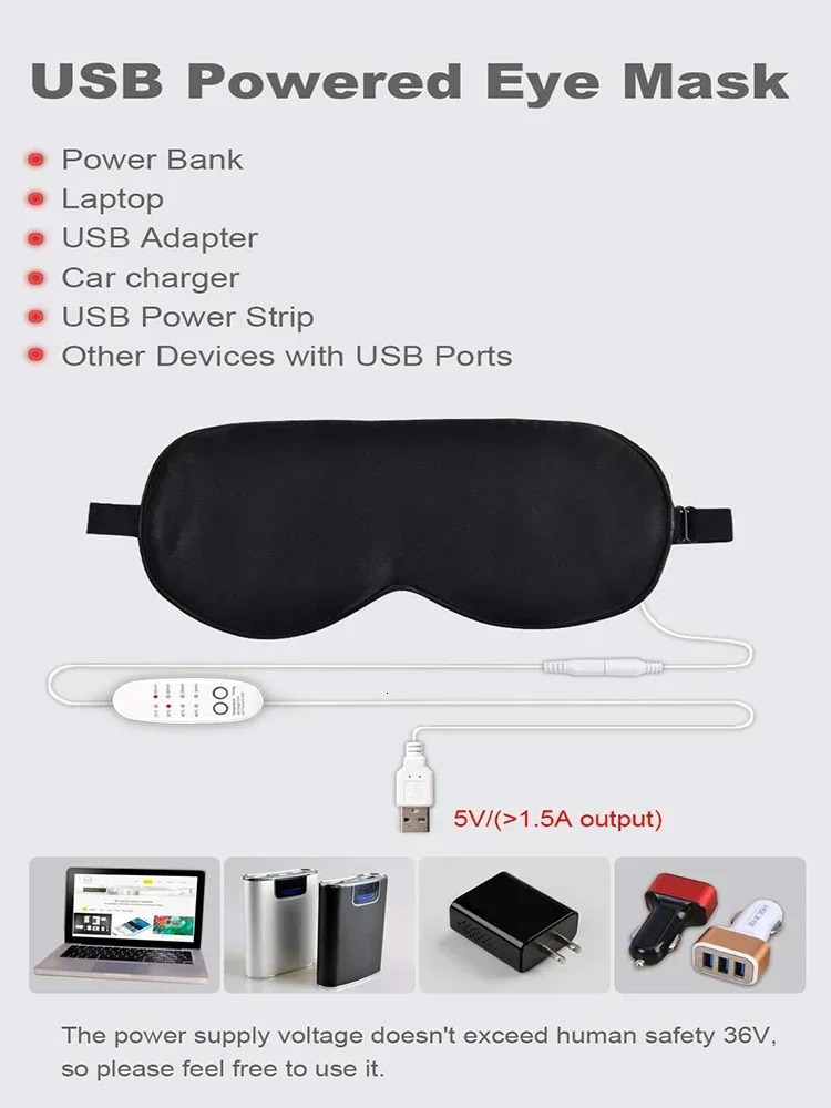USB Heated Eye Mask Reusable USB Silk Steaming Eye Mask Eye Massager For Sleeping Eye Puffiness Anti Dark Circle Patch Eye Care 250729