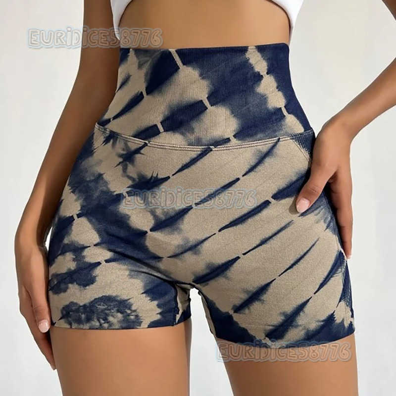 New Tie-dye Yoga Pants High Waist Hip-lifting Breathable Fitness Pants Dye-flower Three-quarter Yoga Shorts H250806