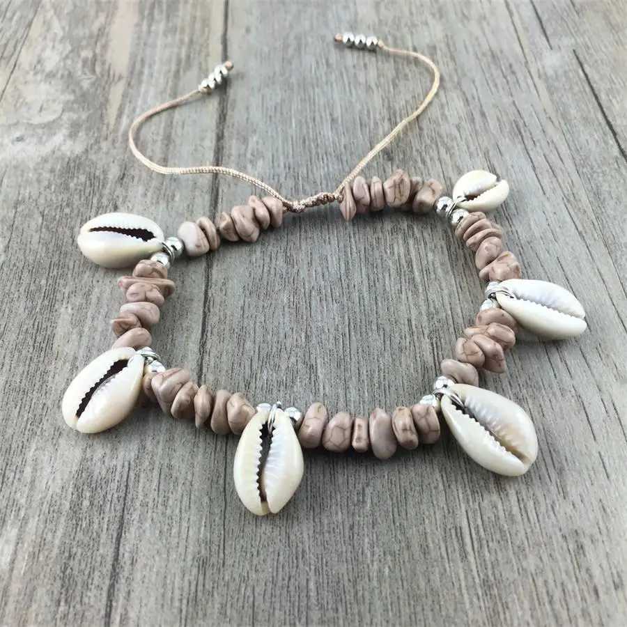 Bohemian Shell Beads Stone Anklets For Women Vintage Woven Rope Pendant On Leg Anklet Beach Ankle Jewelry New Gift Y250805