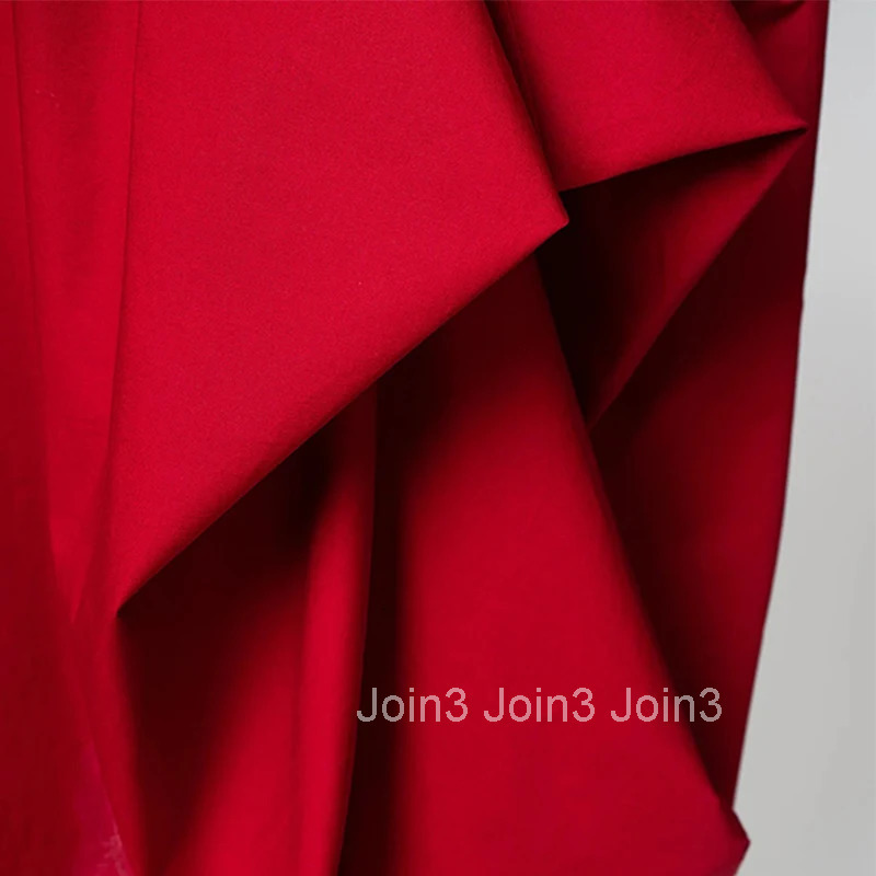 UOOZEE New Spring Women Elegant Red Party Evening Midi Dresses Long Sleeves Loose Solid Color Stand Collar Prom Gown