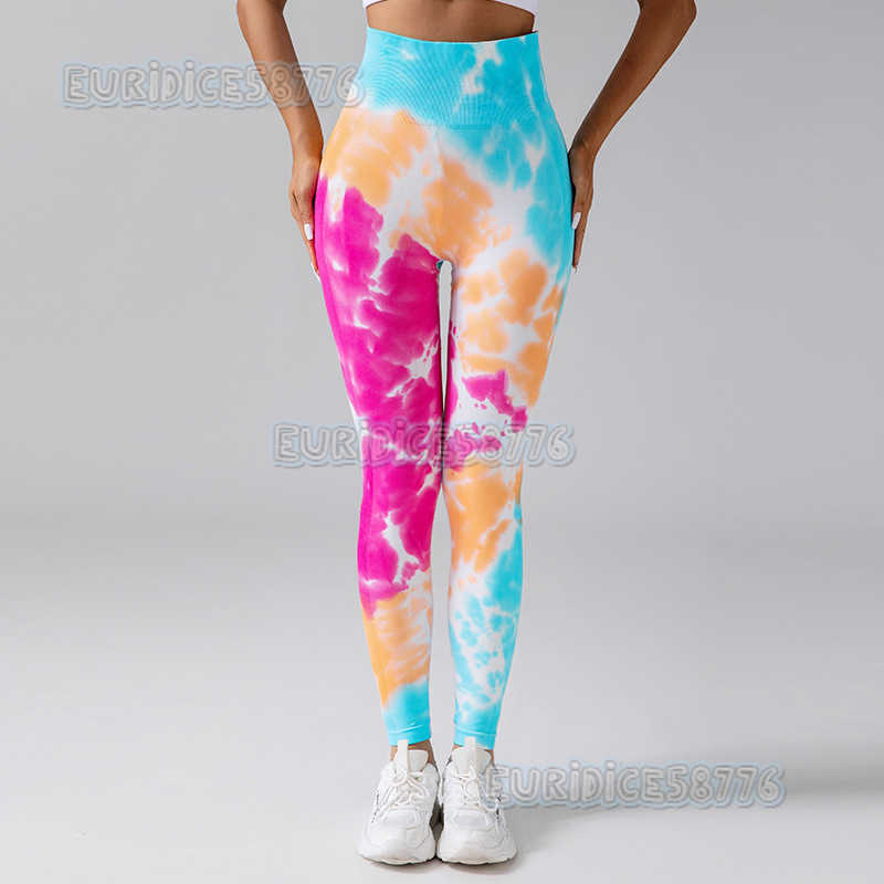 Peach Butt Yoga Pants for Women Tie-dye Yoga Wear Printed High Waist Hip-lifting Sports Leggings Outdoor H250806