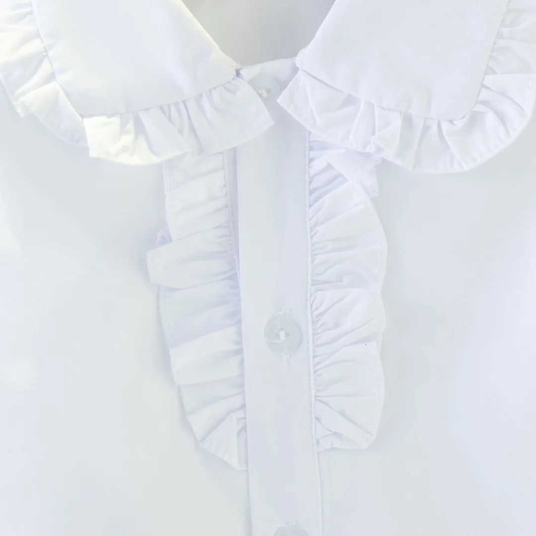 Childrens Shirt Spring And Fall Pure White Long-Sleeved Doll Collar Simple Student Blouse Casual Student Formal Wear X250806