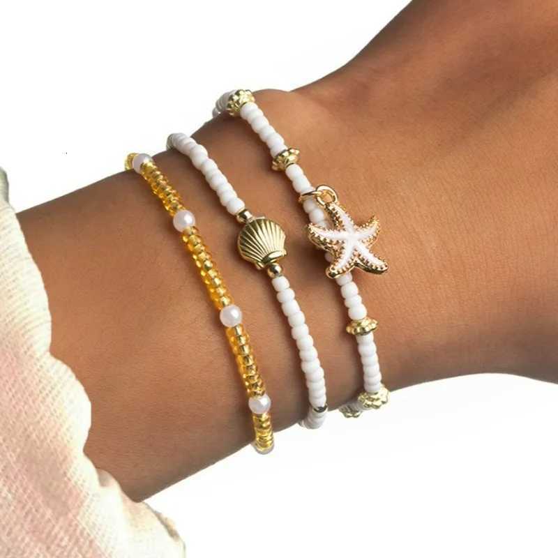 3pcs Bohemian Multilayer Ocean Style Starfish Shell Beads Anklet Summer s for Women Jewelry for Beach Vacation Festival Y250805