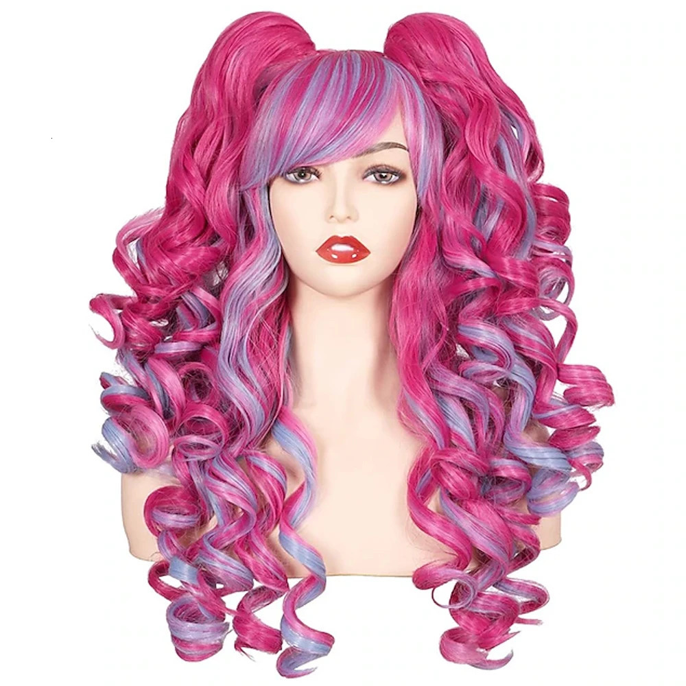 HAIRJOY Women Synthetic Hair Long Curly Cosplay Wig Halloween Wigs for Party with 2 Ponytails 250805