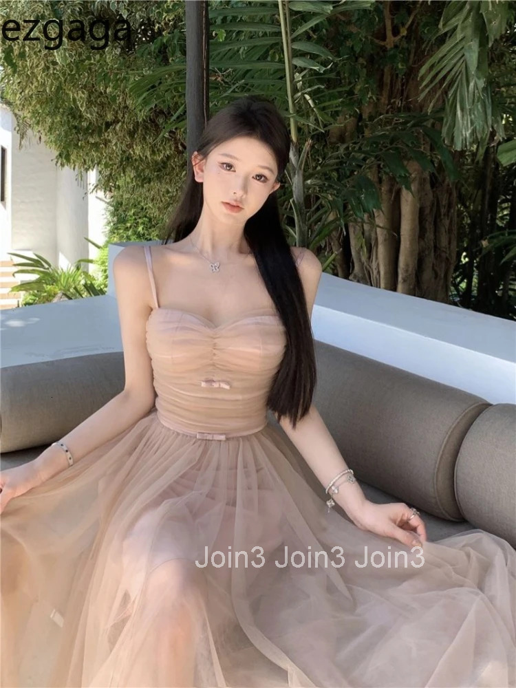 Woman Dress Bow Sleeveless Slash Neck Mesh Patchwork Princess Sweet Elegant Summer Fashion Party Dresses Female