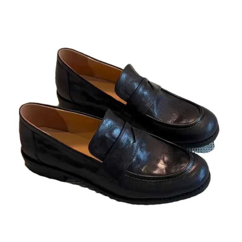 Trend Autumn Classic Women Flats Loafers Shoes Leather Designer Retro Shoes New Walking Dress Femme Zapatillas M250817