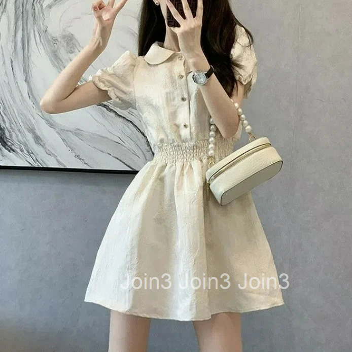 Women French Style Vintage Luxury Chic Cute Sweet Mini Dress Summer Elegant High Waist Short Sleeve Slim Party Dresses Vestidos