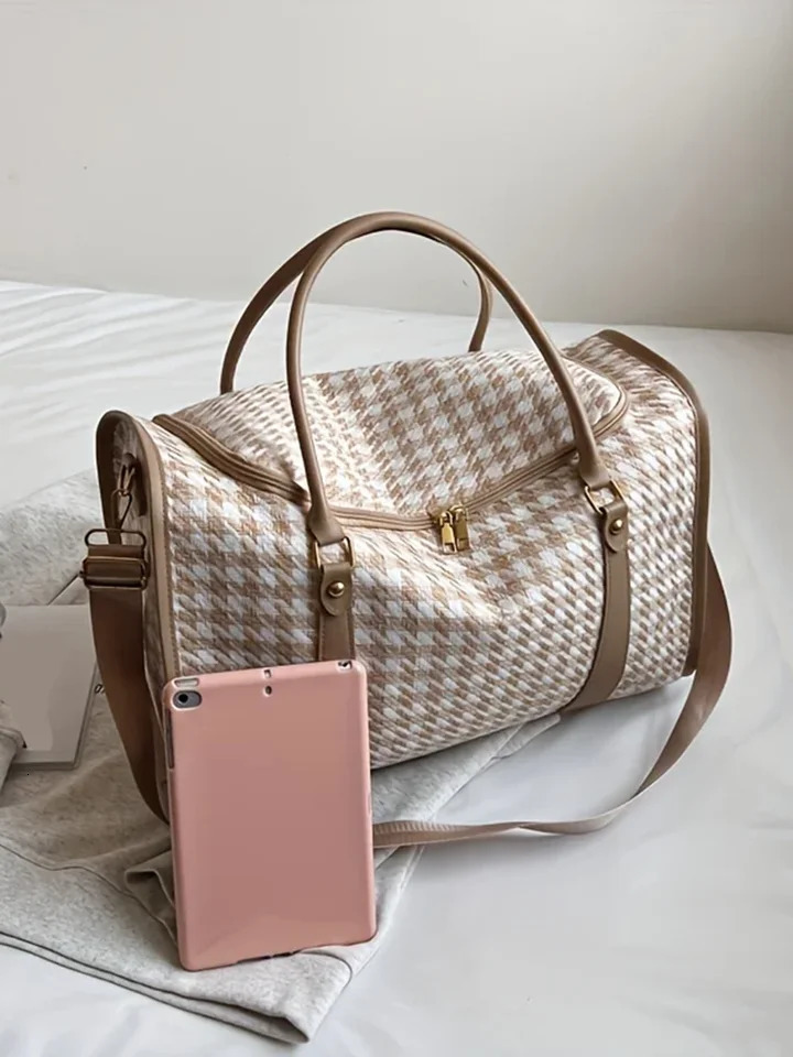 Portable Vintage Travel Duffle Bag Large Capacity Womens Sports Fitness Storage Bag Gym Handbag Weekender Overnight Bag 250806