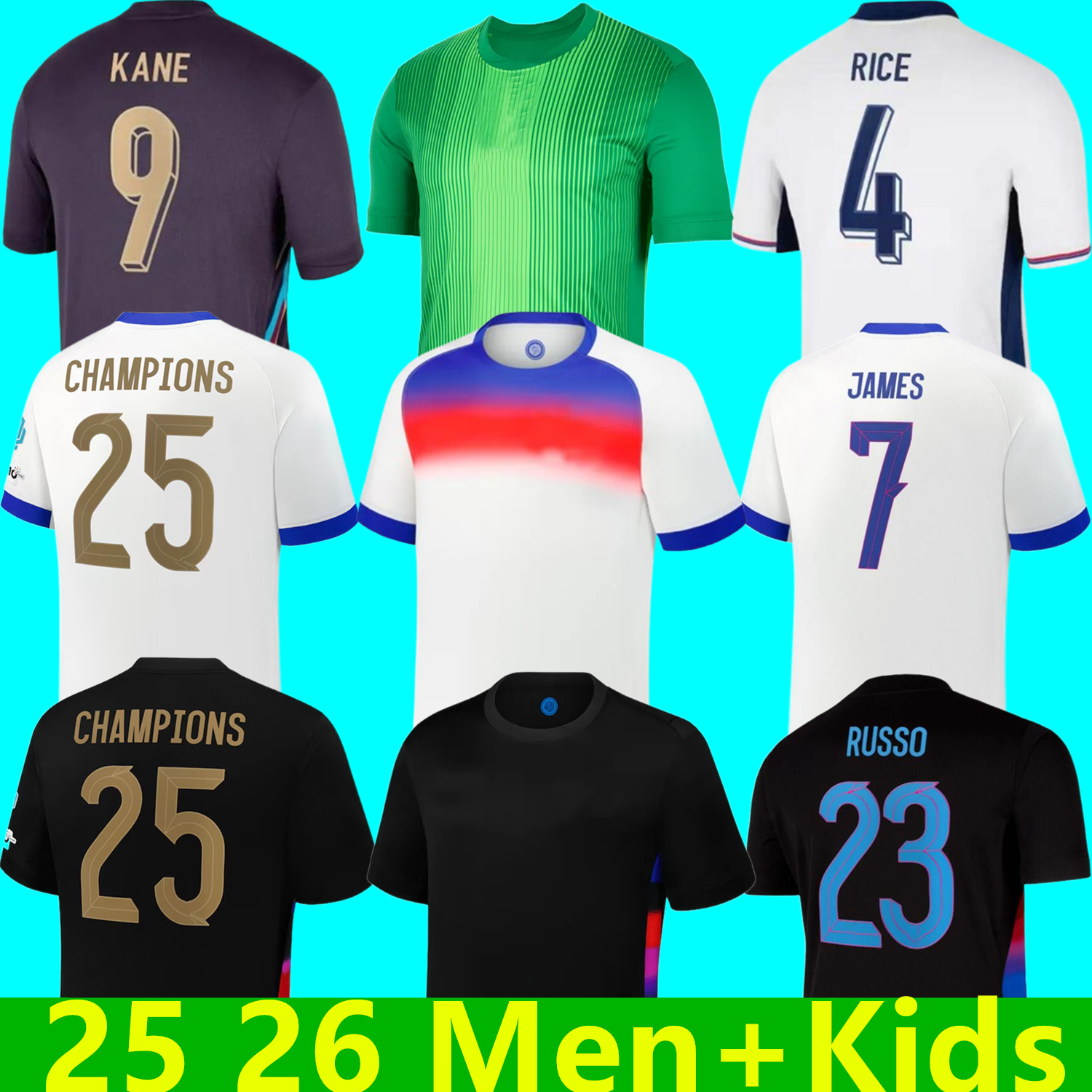 2025 2026 Euro Cup EnglandS jersey BELLINGHAM home away Soccer Jerseys RICE SAKA FODEN RASHFORD STERLING STONES GREALISH KANE Men Kids fans player Football