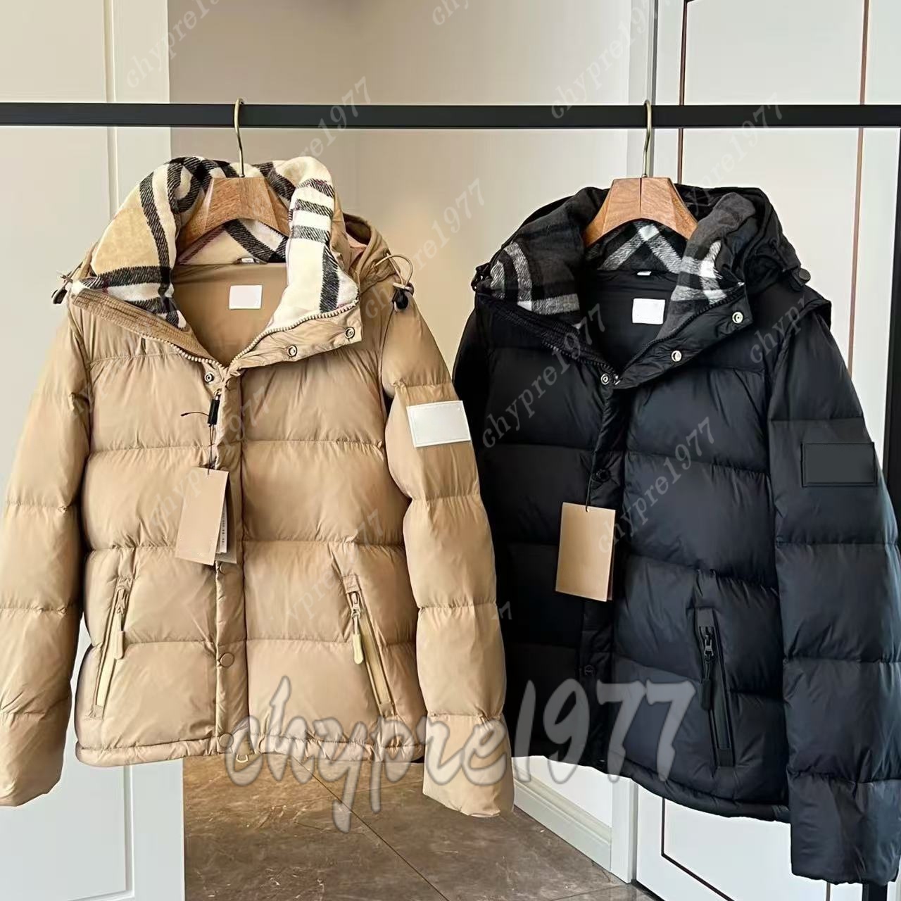 Designer down jacket luxury hooded down jacket classic checkered cotton thickened warm jacket winter coat Men Women coat
