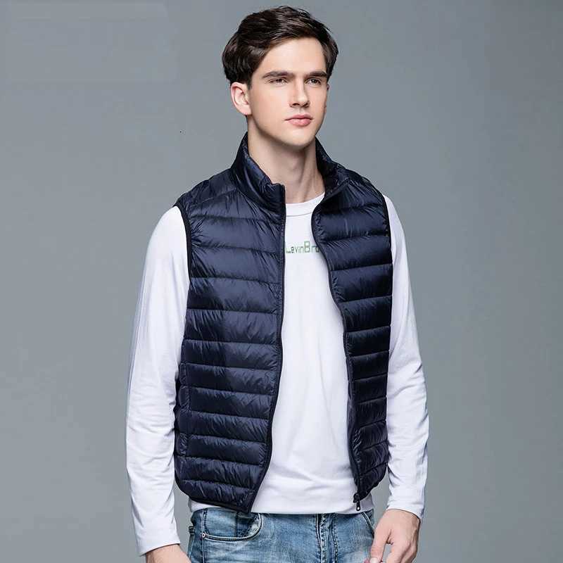 90% White Duck Down Vest Portable Ultra Light Sleeveless Jacket Portable Mens Vest New Mens Winter Sleeveless Jacket 2024 W250806